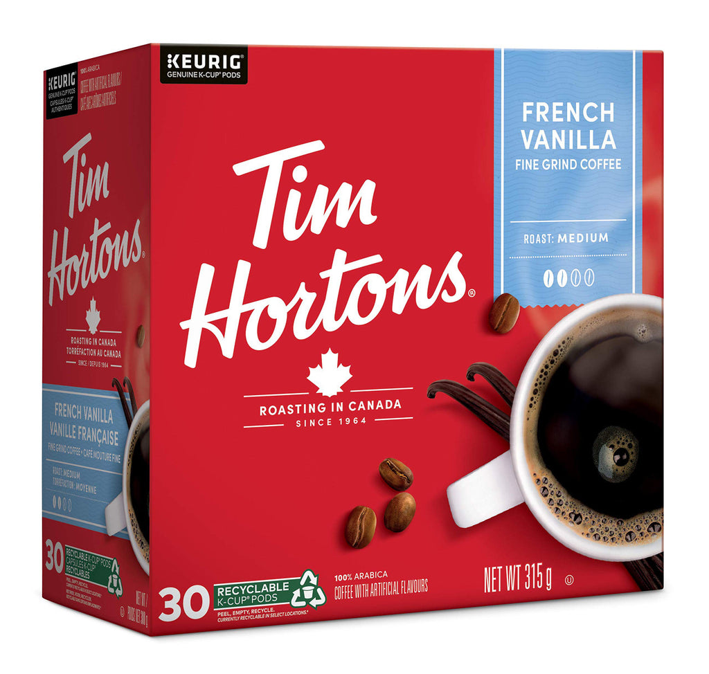 Tim Hortons French Vanilla Coffee, Keurig K-Cup Pods, Flavoured Medium Roast, 30 Count {Imported from Canada}