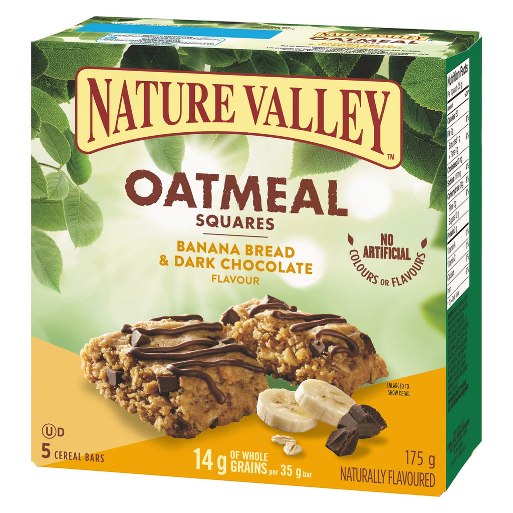 Nature Valley Oatmeal Squares Banana Bread & Dark Chocolate, 5-Count, 175 Gram {Imported from Canada}