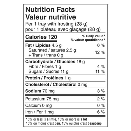 DunkAroos, Chocolate Cookies and Double Chocolate Frosting, 6 x 28g, nutrition facts label.