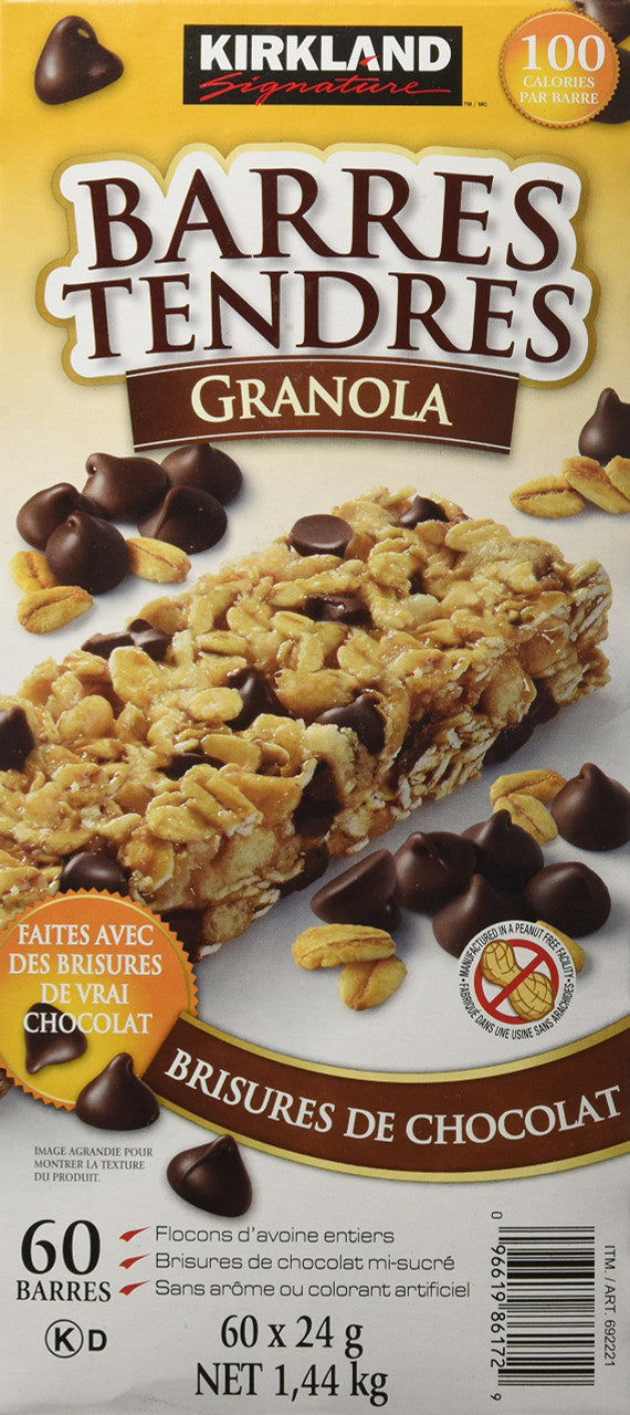 Kirkland Soft and Chewy Chocolate Chip Granola- 60x24g{Imported from Canada}