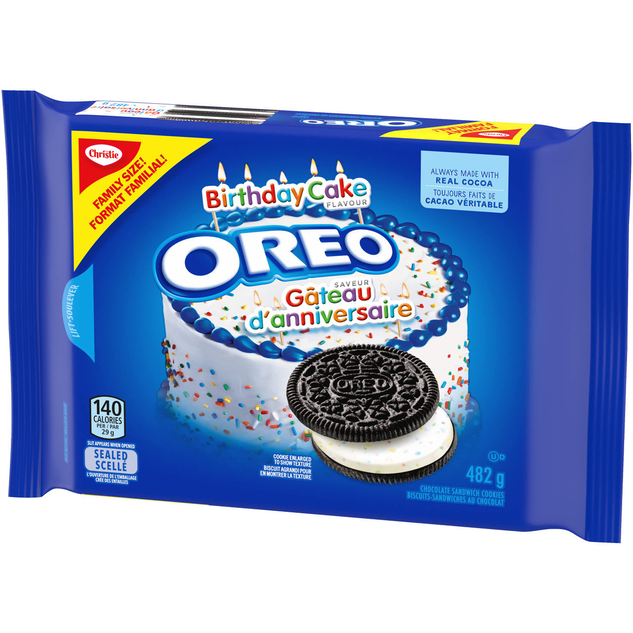 Christie, Oreo Birthday Cake Flavour Cookies, Family Size, 482g/17 oz, Bag {Imported from Canada}