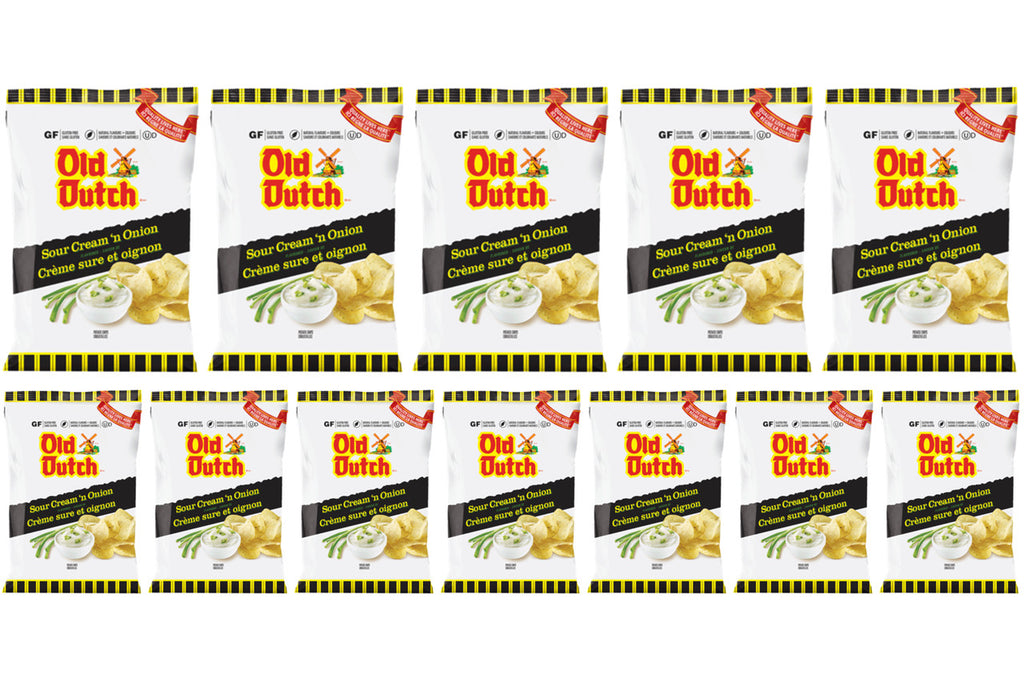 Old Dutch Sour Cream 'n Onion Potato Chips, 40g/1.4 oz., (12 Pack) {Imported from Canada}