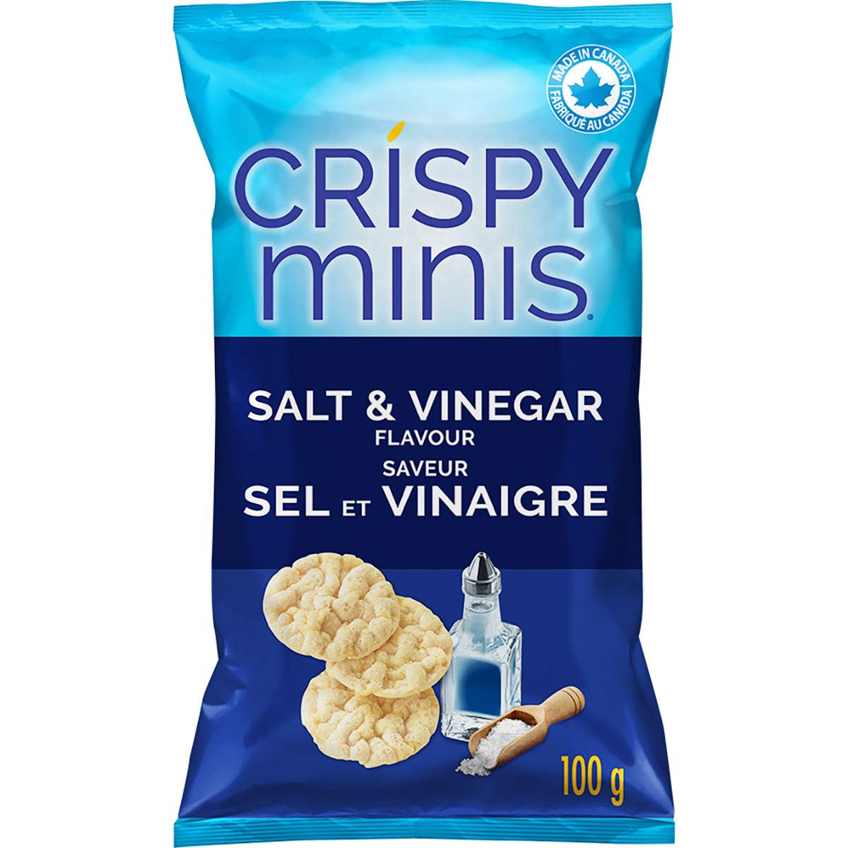 Quaker Crispy Minis Salt & Vinegar Rice Chips, 100g/ 3.5 oz (Pack of 12) (Imported from Canada}