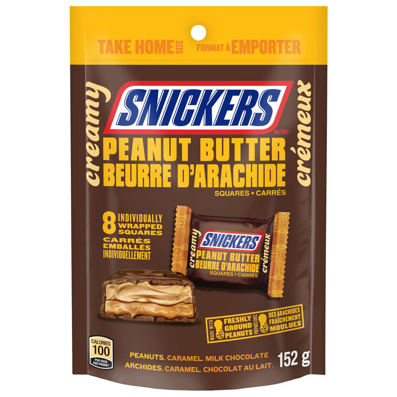 Snickers Creamy Peanut Butter Squares, Bag, 152g/5.4 oz., {Imported from Canada}