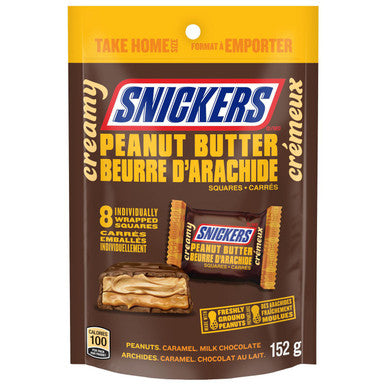 Snickers Creamy Peanut Butter Squares, Bag, 152g/5.4 oz., {Imported from Canada}