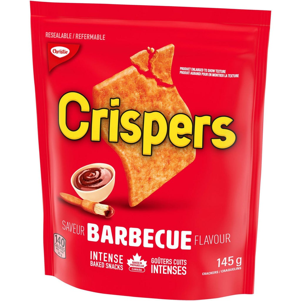 Christie Crispers, Barbecue Crackers, 145g/5.1 Ounce, Bag, {Imported from Canada}