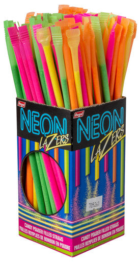 Neon Lazers Candy Powder Filled Straws, 120ct Box., {Imported from Canada}