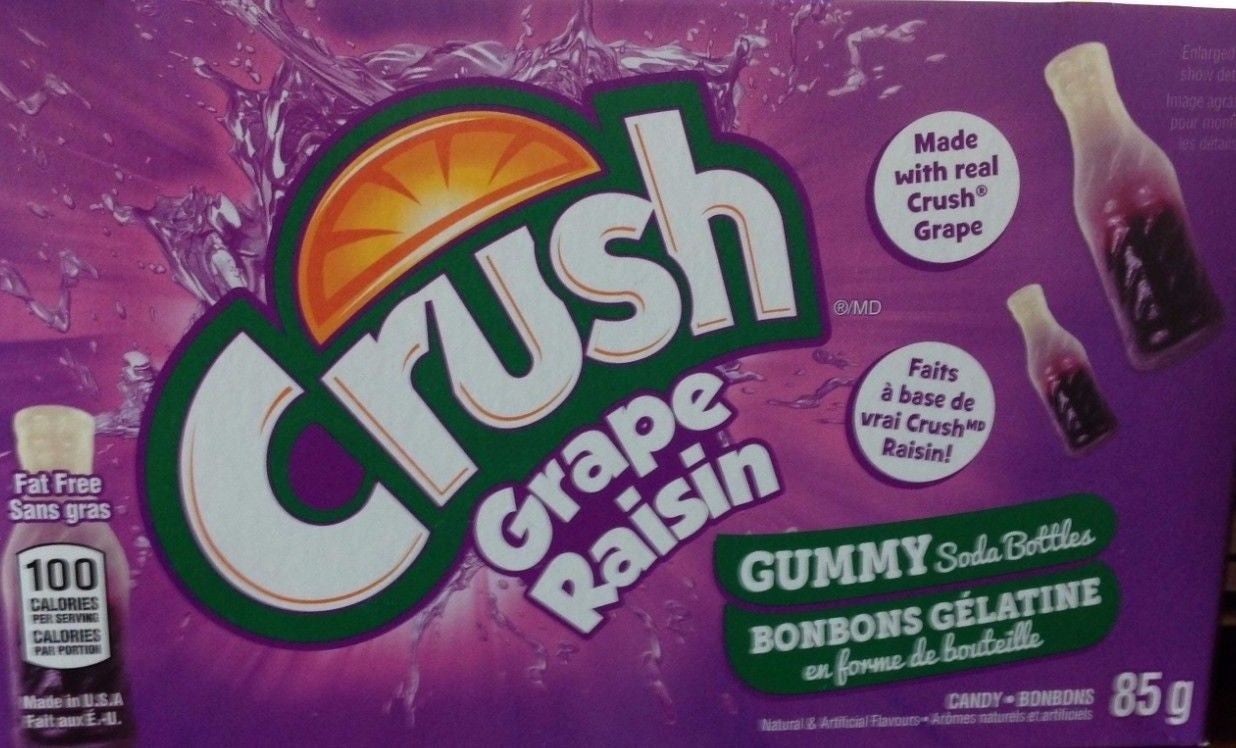 Crush Grape gummy soda bottles 85g/3 oz., Box {Imported from Canada}