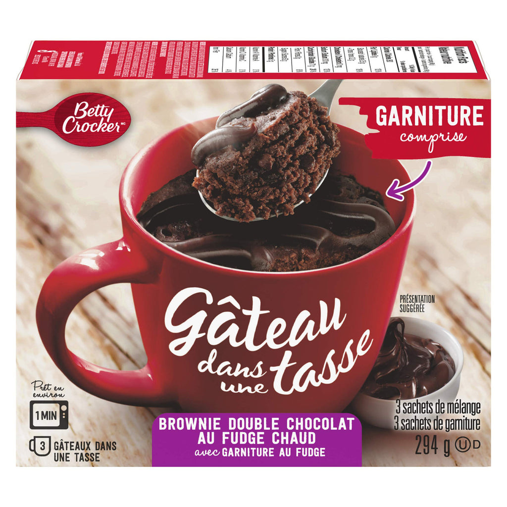 Betty Crocker Mug Cake Hot Fudge Double Chocolate Brownie With Fudge Topping, 294g/10.4 oz., {Imported from Canada}