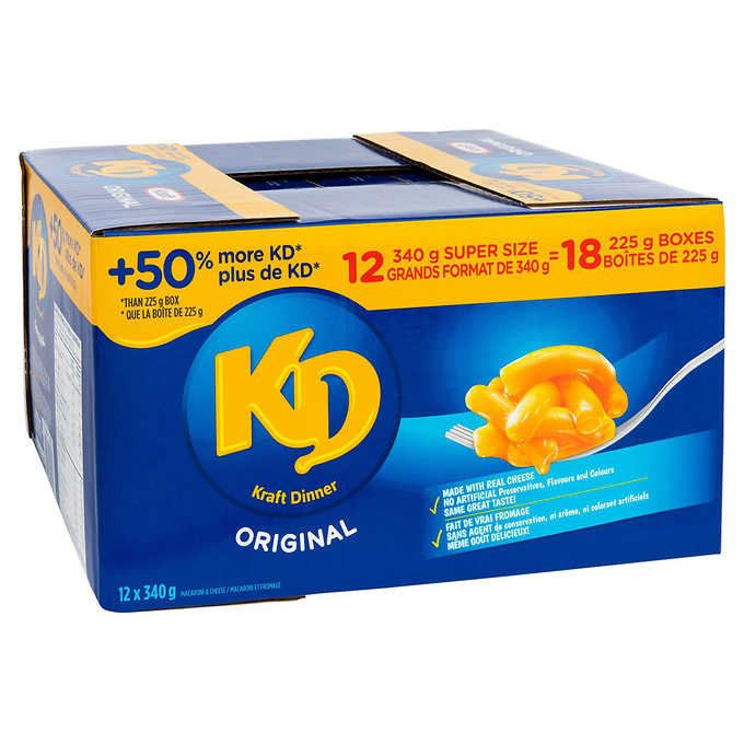 Kraft Dinner Original Macaroni and Cheese, 340g/12 oz. (12pk) {Imported from Canada}