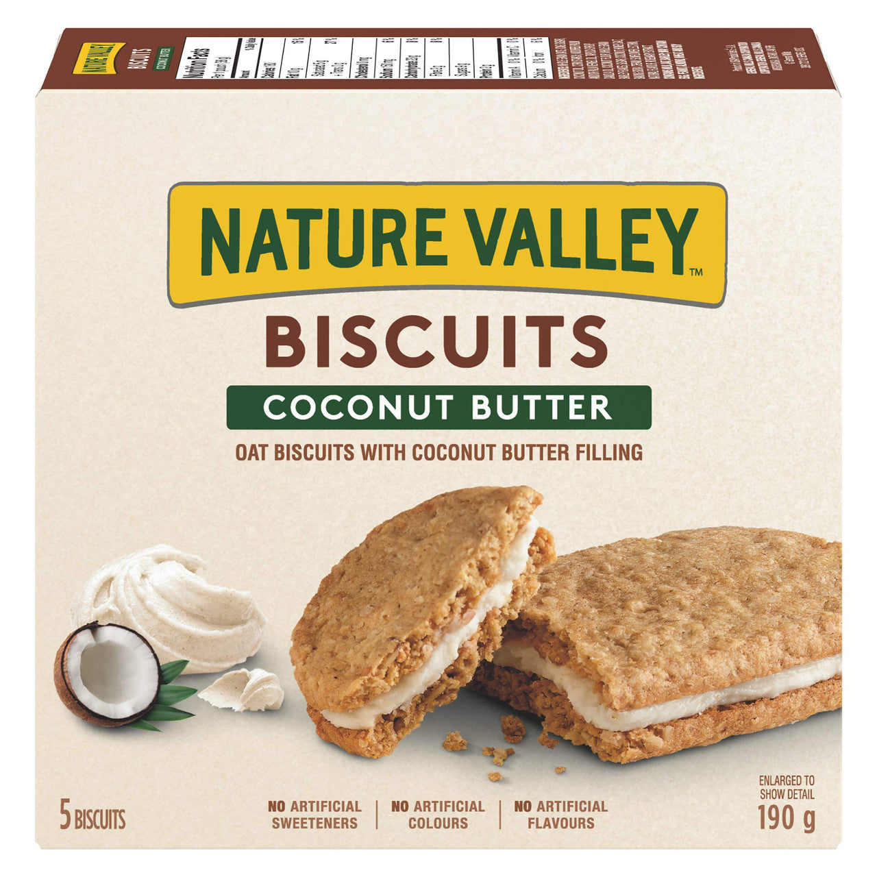 NATURE VALLEY Biscuit Coconut Butter, 5 Count, 190g/7.8oz, Box, {Imported from Canada}