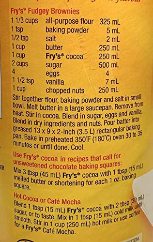 Fry's Premium Baking Cocoa, Unsweetened, 454g/16 oz., {Imported from Canada}