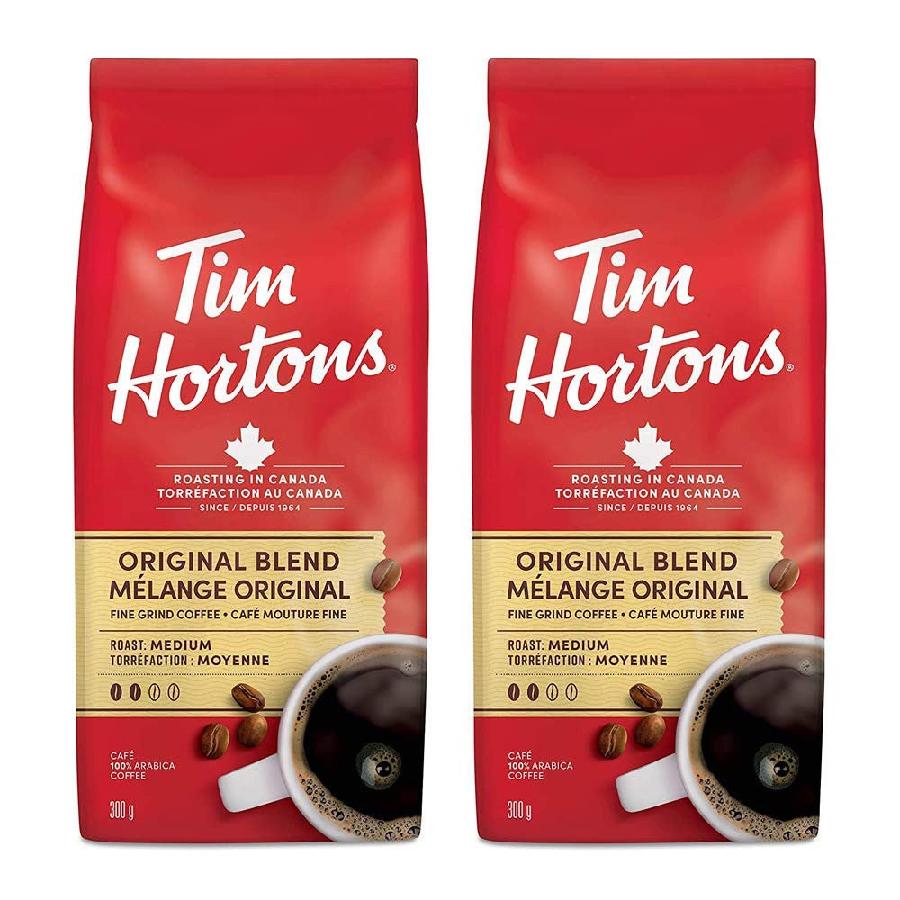 Tim Hortons Original Coffee, Fine Grind Bag, Medium Roast, 300g/10.6oz, 2-Pack {Imported from Canada}