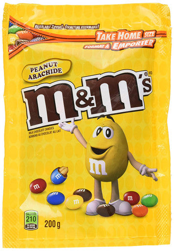 M&M's Peanut Candies Stand up Pouch 200g/7oz., (Imported from Canada)