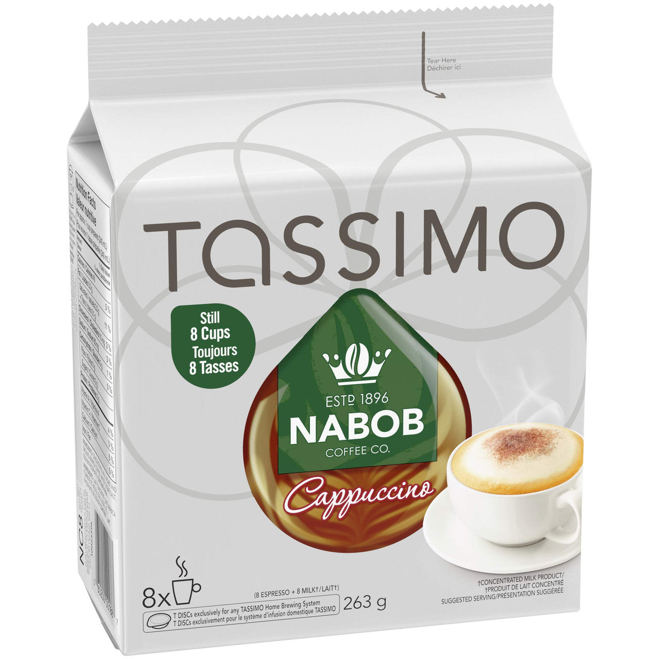 Tassimo Nabob Cappuccino Coffee Single Serve T-Discs, 8ct, 263g/9.3 oz., {Imported from Canada}