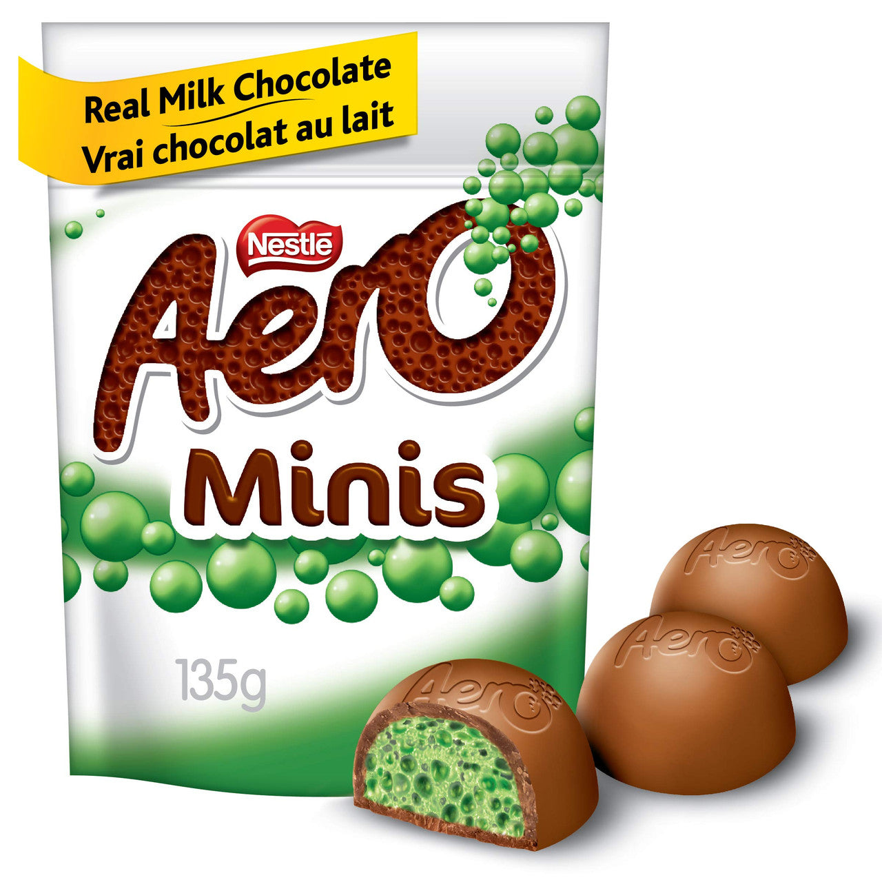 AERO Peppermint Bubbles Milk Chocolate Minis, 135g/4.8oz., {Imported from Canada}