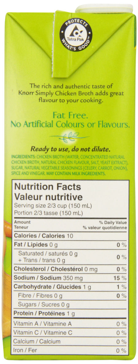 Knorr Simply Chicken Broth, 900ml/30.4oz., {Imported from Canada}
