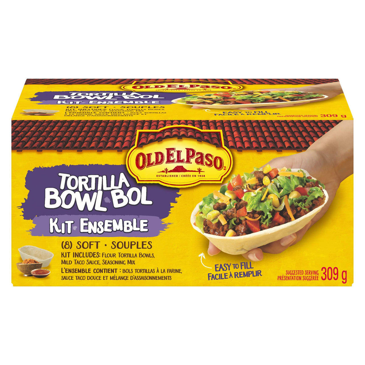 Old El Paso Tortilla Bowl Kit, 8 count per box, 309g/10.9 oz., Box {Imported from Canada}