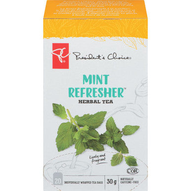 PRESIDENT'S CHOICE Mint Refresher Herbal Tea 30g/1.1 oz (20ct) {Imported from Canada}