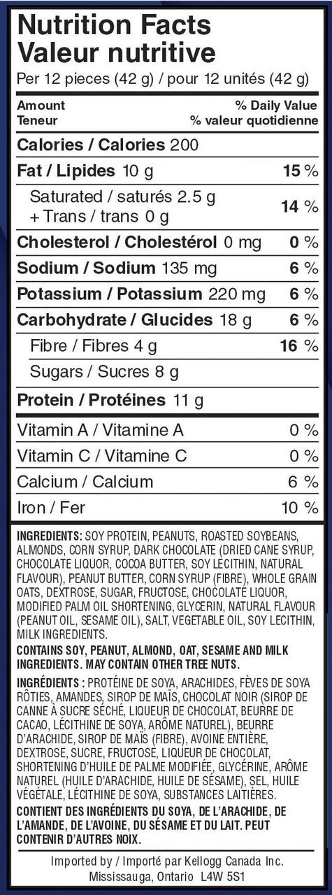 Kellogg's Vector Protein Bites, Chocolate Peanut Butter, 170g/5.7oz. (Imported from Canada)