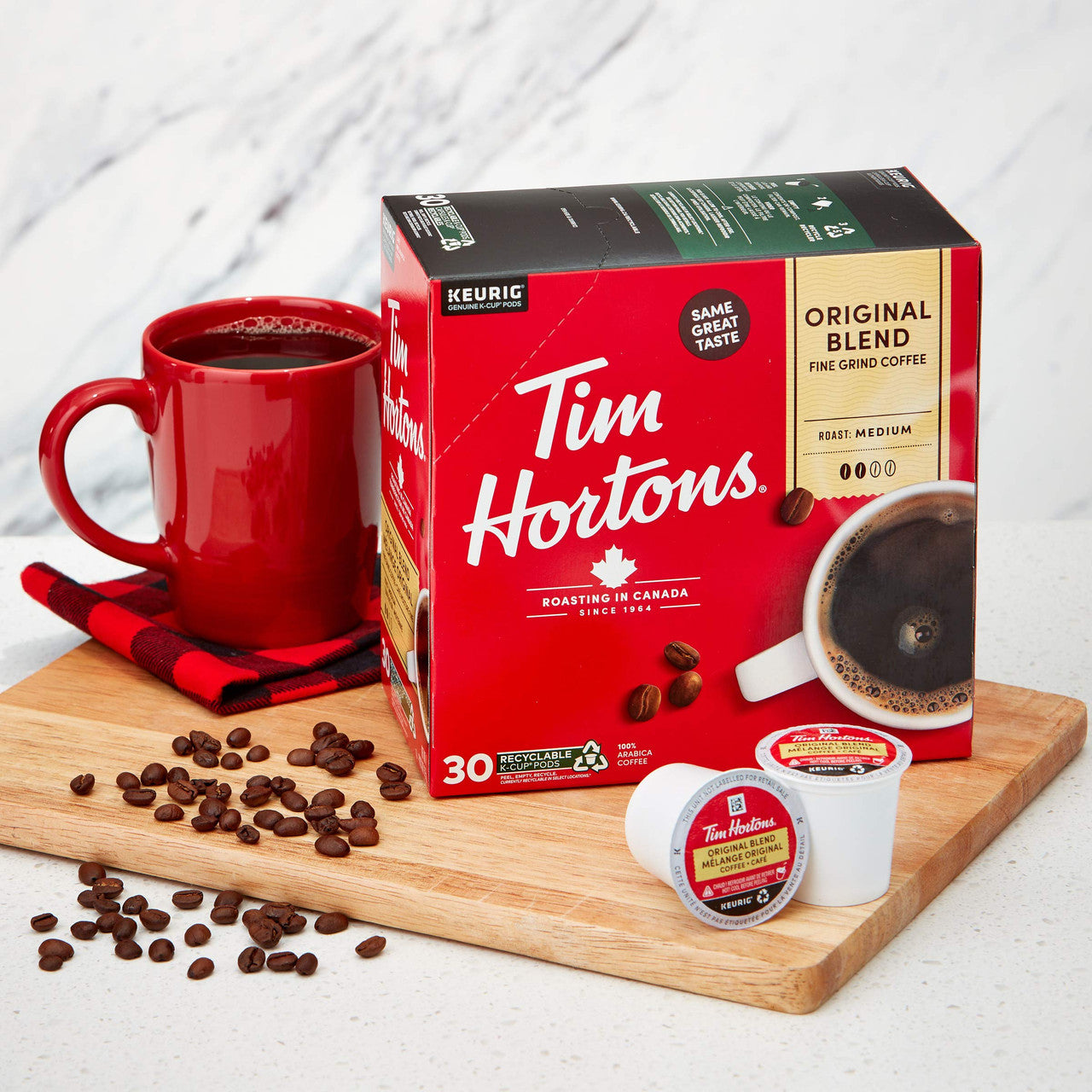 Tim Hortons Original Coffee, Single Serve Keurig K-Cup Pods, Medium Roast, 30 Count