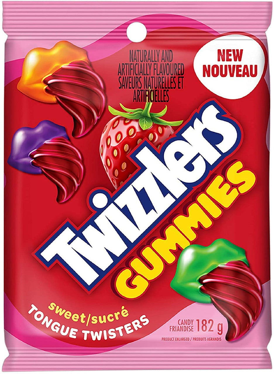 Twizzlers Gummies, Tongue Twisters, 3 Variety Pack Value Bundle, Sweet, Tangy, Fruity Flavors (182g/6.4 oz. per package) {Imported from Canada}