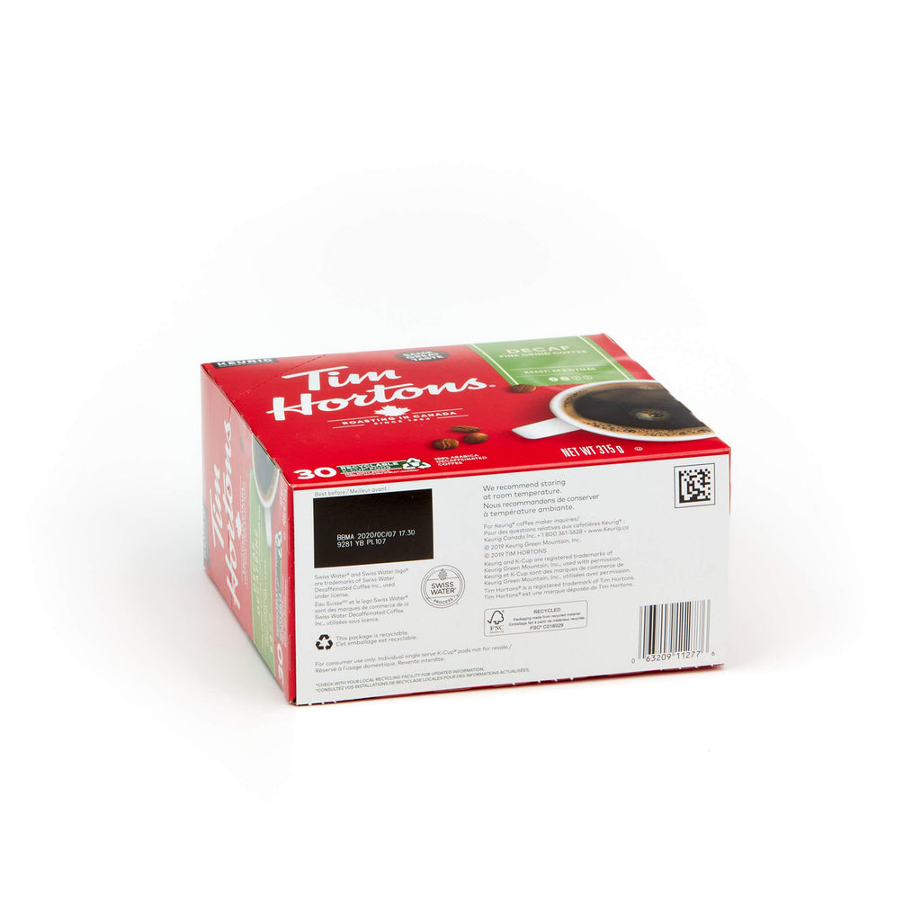 Tim Hortons Medium Roast K-cup Decaf Coffee 30 Count, {Imported from Canada}