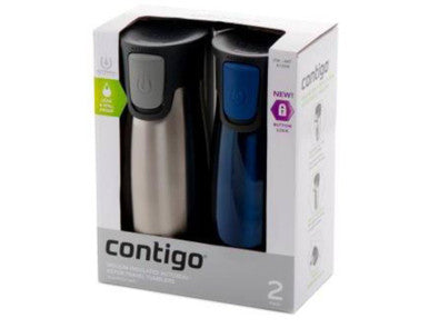 Contigo 2-Pack Vacuum-Insulated Autoseal Travel, Stainless/Blue {Canadian}