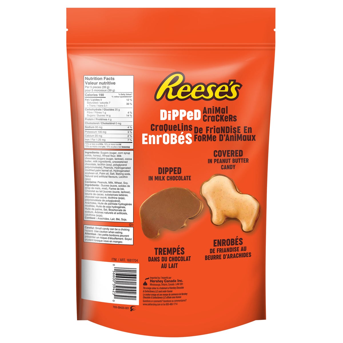 Peanut Butter Chocolate Dipped Animal Crackers, 680g/1.5 lb. Bag