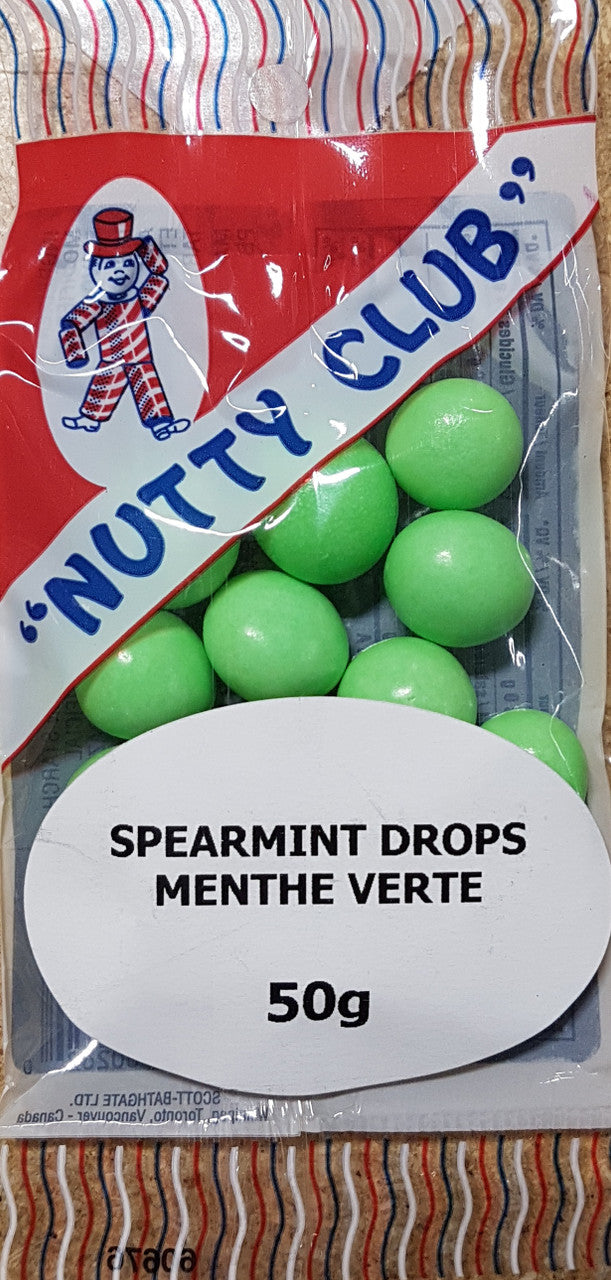 Nutty Club Spearmint Drops 50g/1.8 oz., Candy {Imported from Canada}