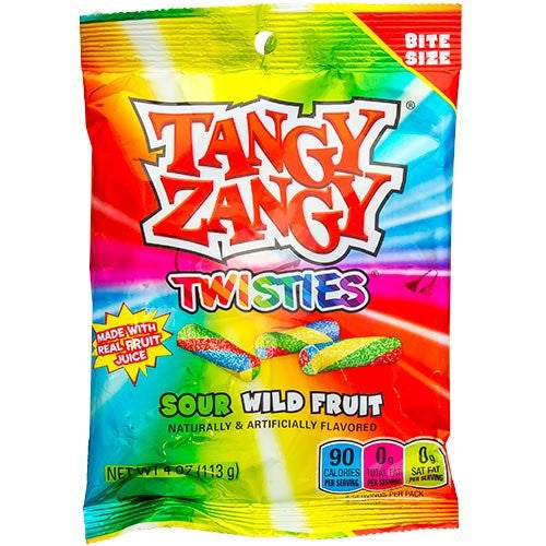 Tangy Zangy Sour Wild Fruit Twisties 127g/4.5oz, (Imported from Canada)