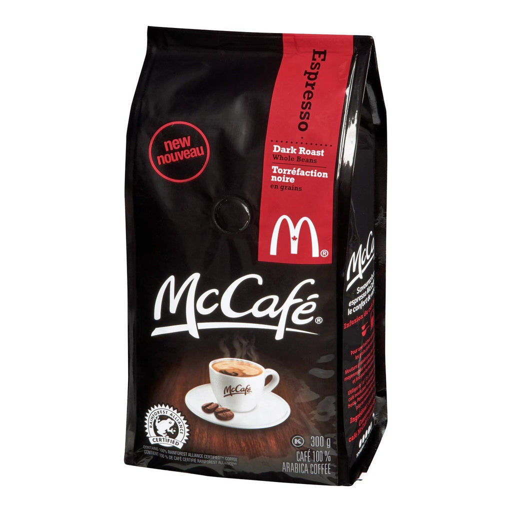 McCafe Premium Dark Roast Espresso Whole Beans Coffee Bag,  300g/10.6 oz., {Imported from Canada}