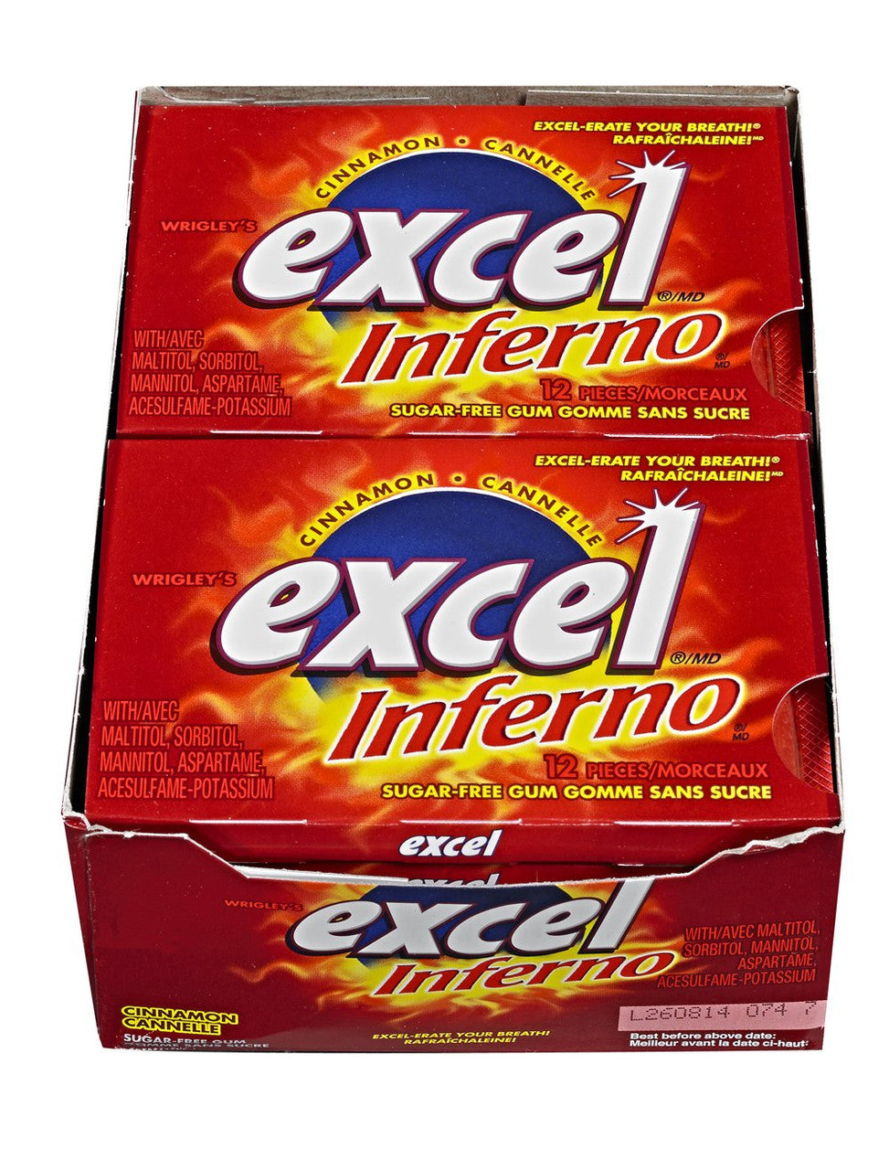 Excel Sugar-Free Gum, Cinnamon (Inferno), 12 Count {Imported from Canada}