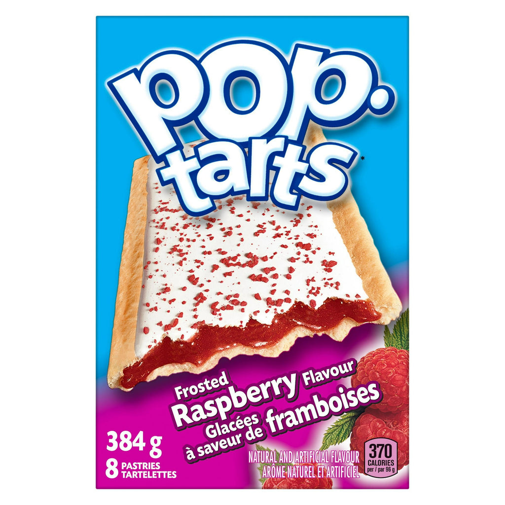 Kellogg's Pop-Tarts, Frosted Raspberry Flavored, 8 pastries, 384g/13.5 oz., Box, front of box.