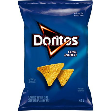 Doritos Tortilla Chips Cool Ranch Flavour, 235g/8.3 oz., Bag, {Imported from Canada}