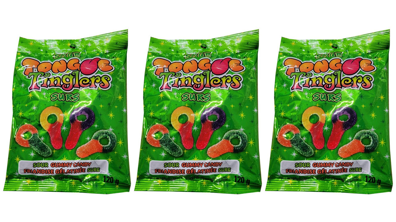 Sour Tongue TINGLERS, (120g/4.2 oz. Each) Sour Keys Gummy Candies,(3 pack) {Imported from Canada}