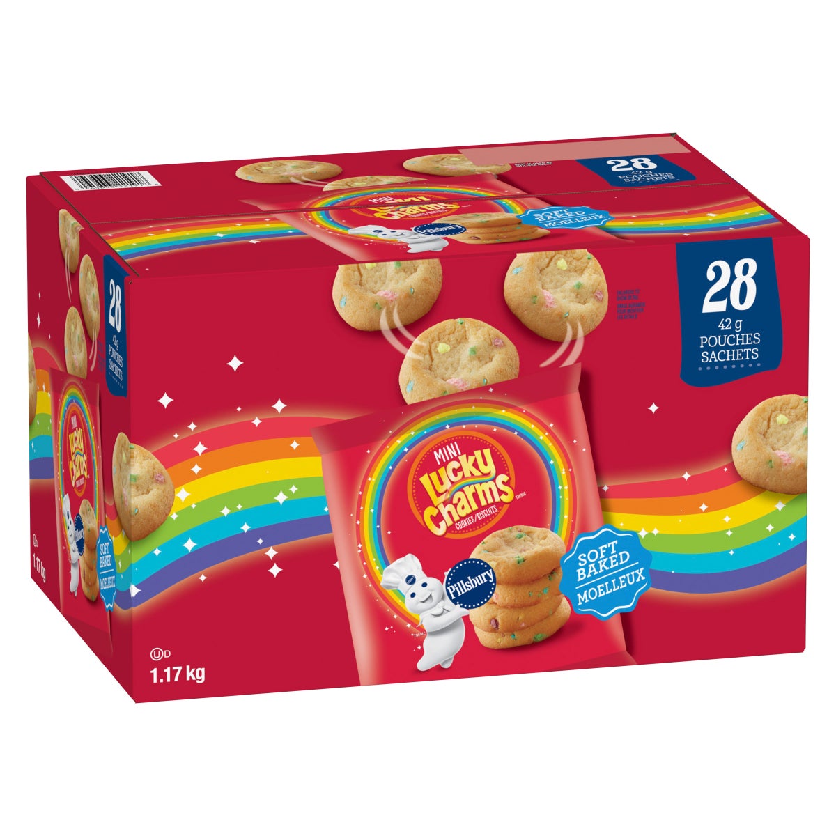 Pillsbury Mini Lucky Charms Soft Baked Cookies, 28 x 42g Snack Bags, 1.17kg/2.6 lb