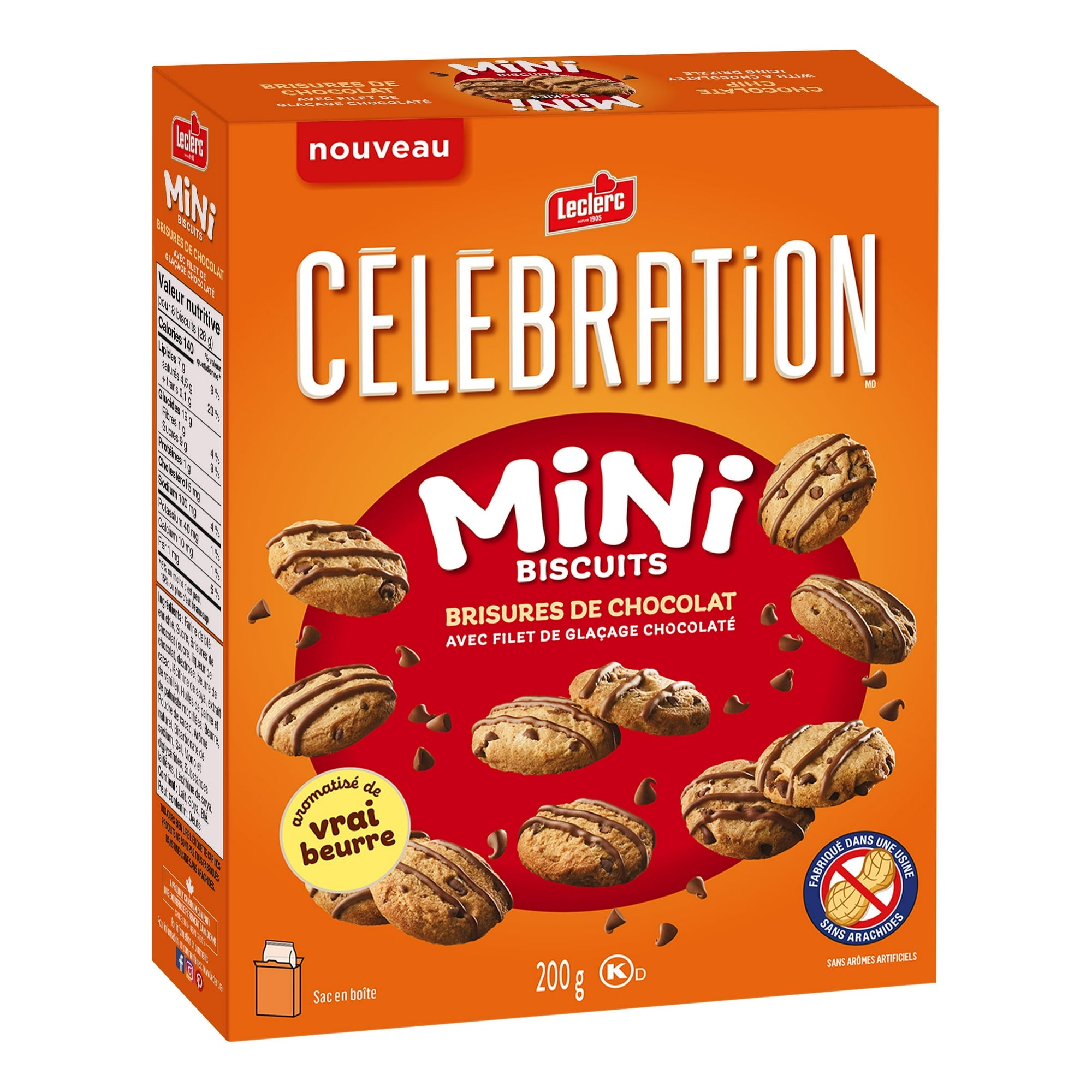 Box of Leclerc Mini Biscuits with orange and red design