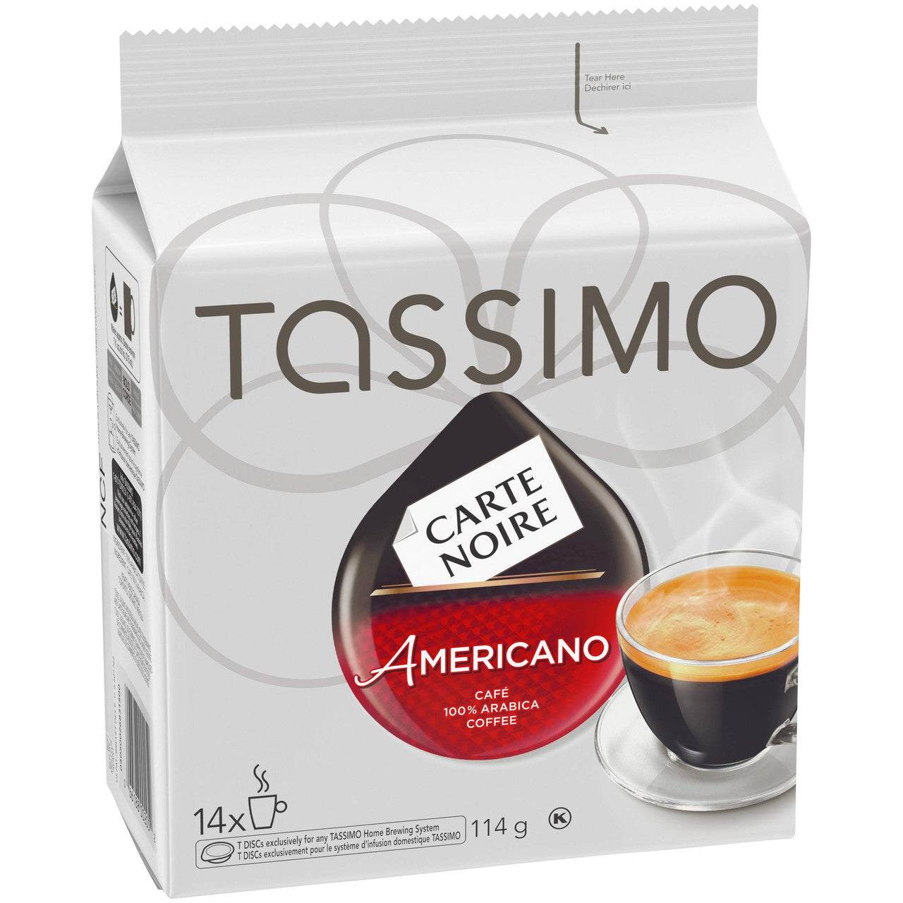 Tassimo Carte Noire Americano Coffee, Single Serve T-Discs, 14 T-Discs, 114G
