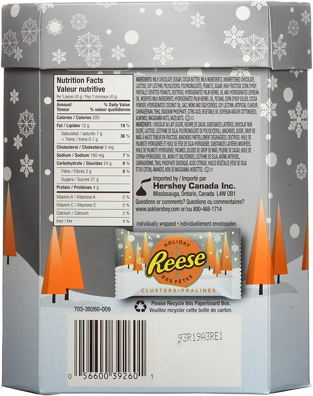 REESE Christmas & Holiday Chocolate, Peanut Butter, Caramel and Nut Clusters, 386g/13.6 oz., {Imported from Canada}