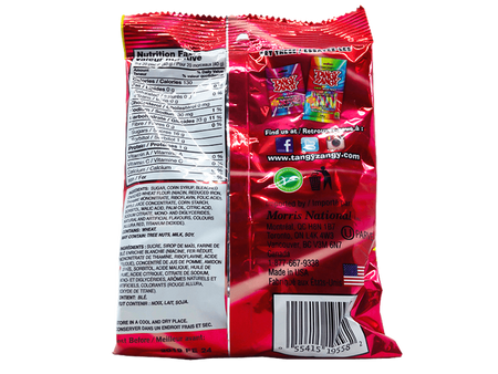 Tangy Zangy Sour Strawberry Squares, 127g/4.5oz. (Imported from Canada)