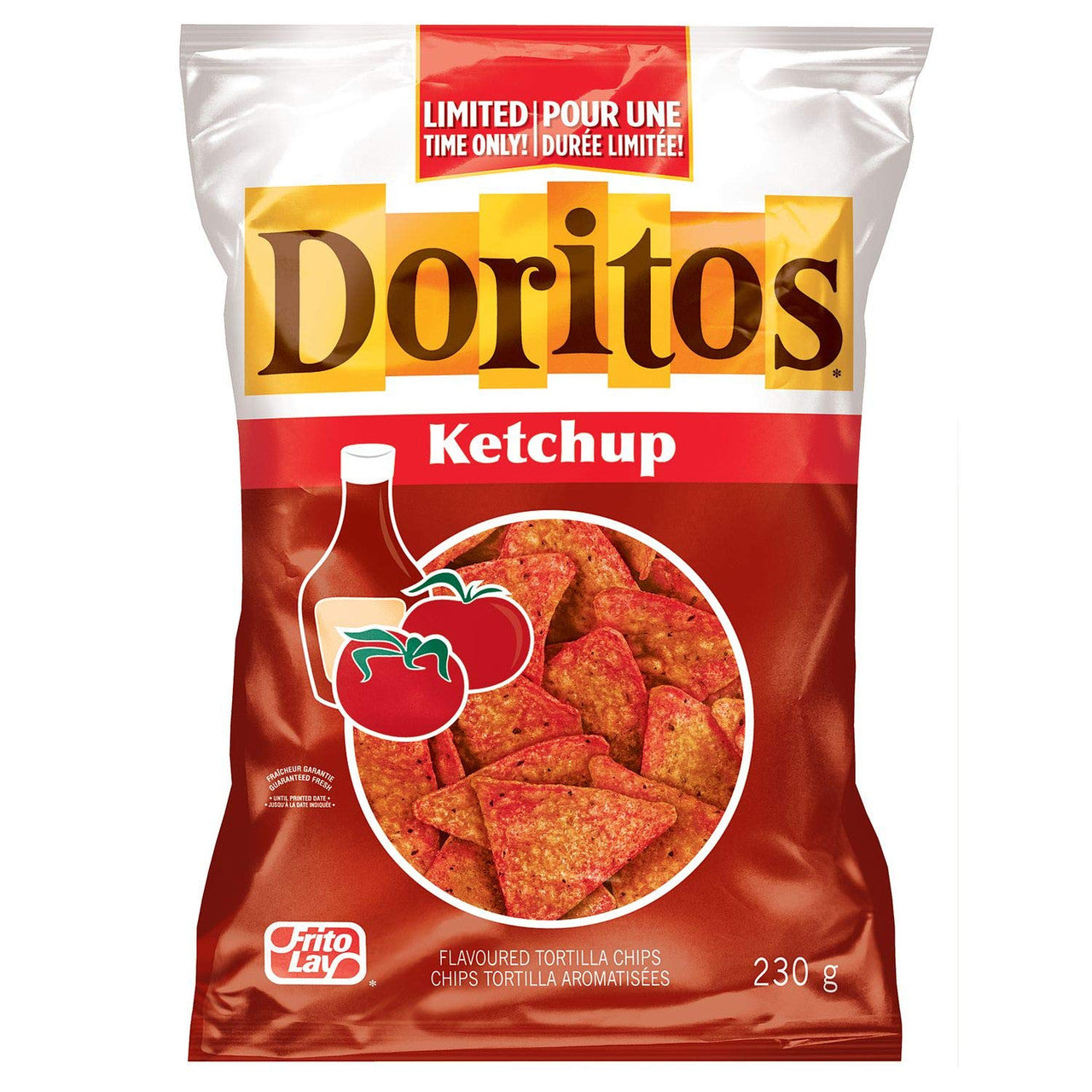 Doritos Ketchup Tortilla Chips, Limited Time, 230g/8oz, (Imported from Canada)