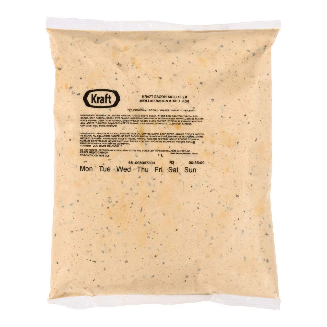 Kraft Bacon Aioli Bags, 1 L/33.8oz., Bags (Pack of 8) {Imported from Canada}