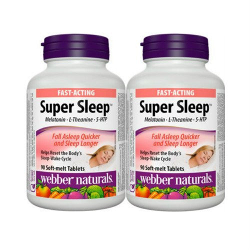 Webber Naturals Super Sleep Melatonin Plus L-Theanine & 5-HTP, 90 tablets (2) {Imported from Canada}
