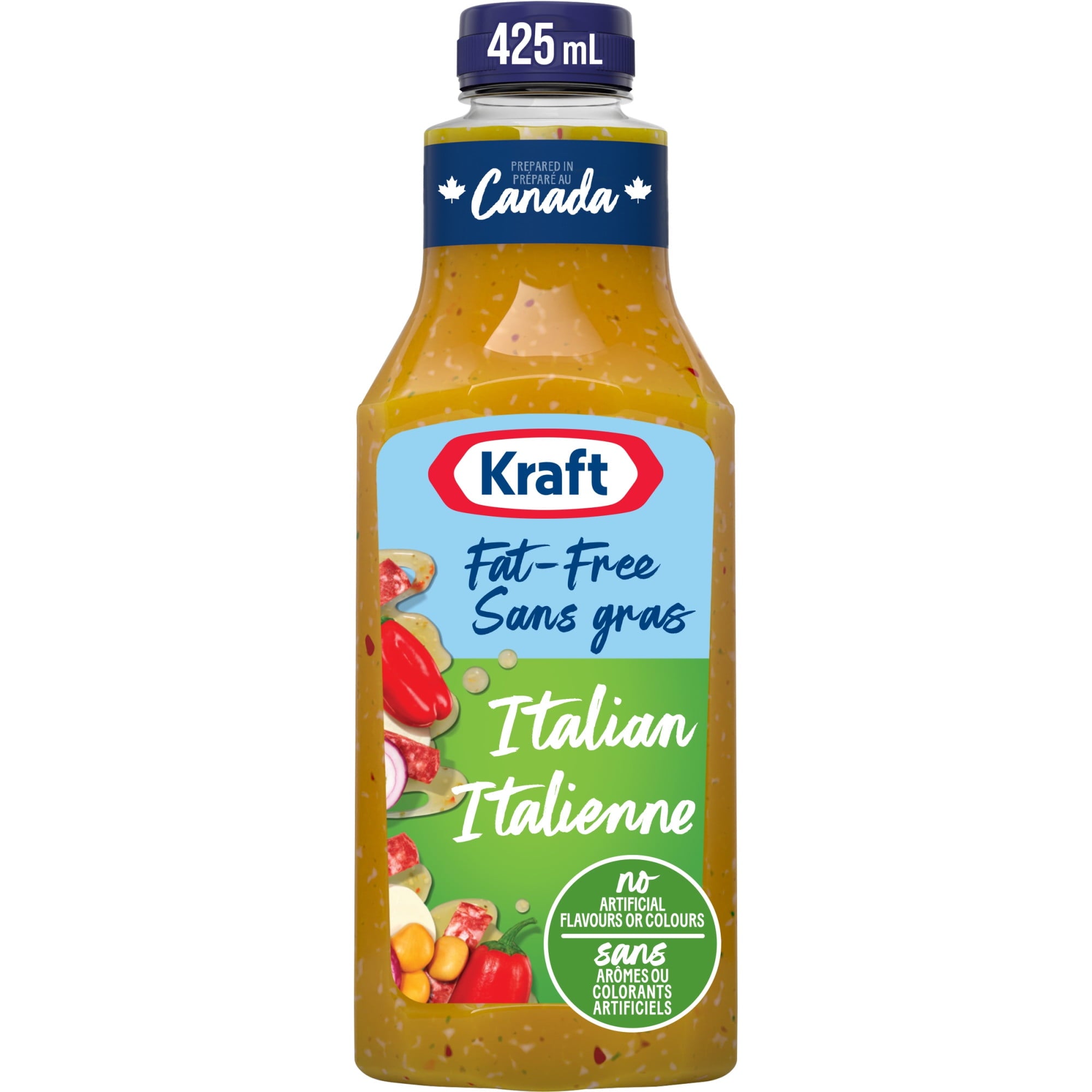 Kraft Fat-Free Italian Dressing 425ml/14.4 oz., Bottle, front of bottle