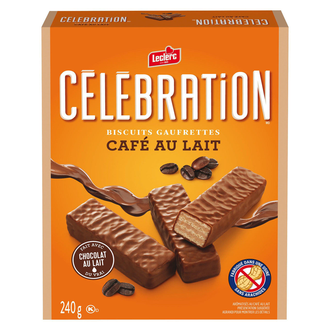 Leclerc Celebration Café au Lait Wafer Cookies, 240g/8.5 oz. Box {Imported from Canada}