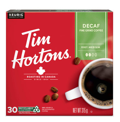 Tim Hortons Medium Roast K-cup Decaf Coffee 30 Count, {Imported from Canada}