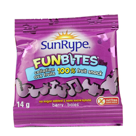 SUNRYPE FunBites Berry 100% Fruit Snack, 8 pouches per box, 112g/4 oz., {Imported from Canada}