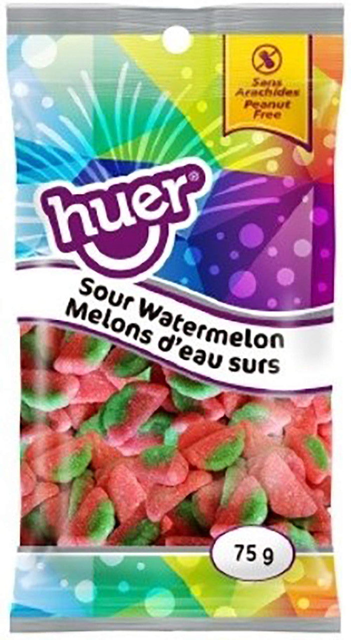 Huer Gummy Candy, Sour Watermelon, 1x 75g/2.6 oz.,Peg Bag, Rare Candy {Imported from Canada}