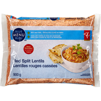 PC Blue Menu, Red Split Lentils - Dry, 900g/1.9lb., {Imported from Canada}